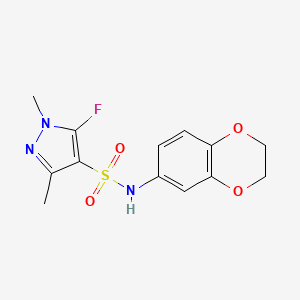 molecular formula C13H14FN3O4S B10925764 N-(2,3-Dihydrobenzo[b][1,4]dioxin-6-yl)-5-fluoro-1,3-dimethyl-1H-pyrazole-4-sulfonamide 