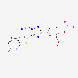 molecular formula C20H15F2N5O2S B10925770 4-[4-(difluoromethoxy)-3-methoxyphenyl]-11,13-dimethyl-16-thia-3,5,6,8,14-pentazatetracyclo[7.7.0.02,6.010,15]hexadeca-1(9),2,4,7,10(15),11,13-heptaene 