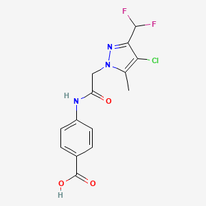 molecular formula C14H12ClF2N3O3 B10925797 4-({[4-chloro-3-(difluoromethyl)-5-methyl-1H-pyrazol-1-yl]acetyl}amino)benzoic acid 