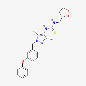 molecular formula C24H28N4O2S B10925803 1-[3,5-dimethyl-1-(3-phenoxybenzyl)-1H-pyrazol-4-yl]-3-(tetrahydrofuran-2-ylmethyl)thiourea 