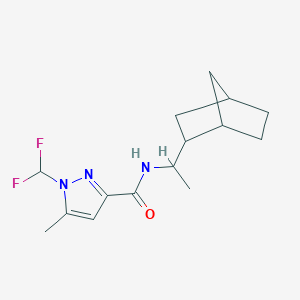 molecular formula C15H21F2N3O B10925805 N-[1-(bicyclo[2.2.1]hept-2-yl)ethyl]-1-(difluoromethyl)-5-methyl-1H-pyrazole-3-carboxamide 