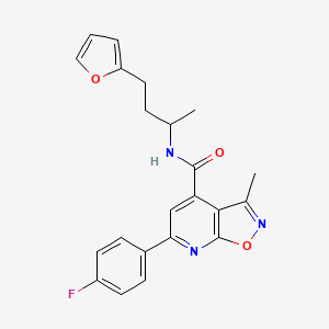 molecular formula C22H20FN3O3 B10925819 6-(4-Fluorophenyl)-N-[3-(2-furanyl)-1-methylpropyl]-3-methylisoxazolo[5,4-b]pyridine-4-carboxamide CAS No. 1011360-06-7