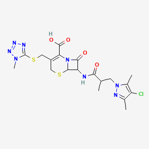 7-{[3-(4-chloro-3,5-dimethyl-1H-pyrazol-1-yl)-2-methylpropanoyl]amino}-3-{[(1-methyl-1H-tetrazol-5-yl)sulfanyl]methyl}-8-oxo-5-thia-1-azabicyclo[4.2.0]oct-2-ene-2-carboxylic acid