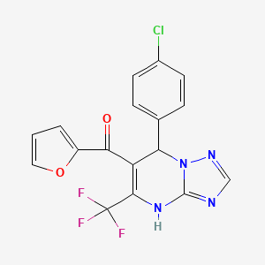 molecular formula C17H10ClF3N4O2 B10925846 [7-(4-Chlorophenyl)-5-(trifluoromethyl)-4,7-dihydro[1,2,4]triazolo[1,5-a]pyrimidin-6-yl](furan-2-yl)methanone 