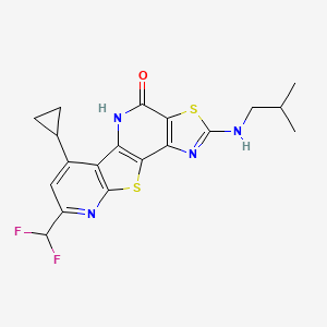 11-cyclopropyl-13-(difluoromethyl)-4-(2-methylpropylamino)-5,16-dithia-3,8,14-triazatetracyclo[7.7.0.02,6.010,15]hexadeca-1(9),2(6),3,10(15),11,13-hexaen-7-one