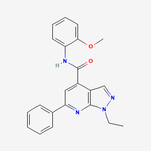 molecular formula C22H20N4O2 B10925865 1-ethyl-N-(2-methoxyphenyl)-6-phenyl-1H-pyrazolo[3,4-b]pyridine-4-carboxamide 