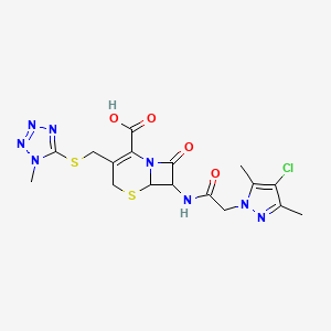 7-{[(4-chloro-3,5-dimethyl-1H-pyrazol-1-yl)acetyl]amino}-3-{[(1-methyl-1H-tetrazol-5-yl)sulfanyl]methyl}-8-oxo-5-thia-1-azabicyclo[4.2.0]oct-2-ene-2-carboxylic acid