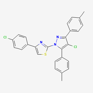 2-[4-chloro-3,5-bis(4-methylphenyl)-1H-pyrazol-1-yl]-4-(4-chlorophenyl)-1,3-thiazole