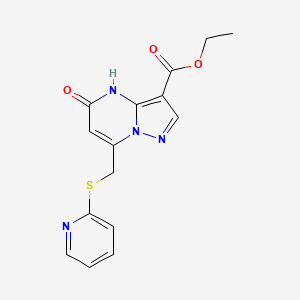 Ethyl 5-oxo-7-[(pyridin-2-ylsulfanyl)methyl]-4,5-dihydropyrazolo[1,5-a]pyrimidine-3-carboxylate