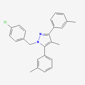 molecular formula C25H23ClN2 B10925877 1-(4-chlorobenzyl)-4-methyl-3,5-bis(3-methylphenyl)-1H-pyrazole 