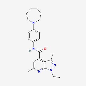 molecular formula C23H29N5O B10925901 N-[4-(azepan-1-yl)phenyl]-1-ethyl-3,6-dimethyl-1H-pyrazolo[3,4-b]pyridine-4-carboxamide 