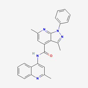 molecular formula C25H21N5O B10925904 3,6-dimethyl-N-(2-methylquinolin-4-yl)-1-phenyl-1H-pyrazolo[3,4-b]pyridine-4-carboxamide 