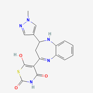 molecular formula C17H15N5O3S B10925932 4-hydroxy-5-[2-(1-methyl-1H-pyrazol-4-yl)-2,3-dihydro-1H-1,5-benzodiazepin-4-yl]-2H-1,3-thiazine-2,6(3H)-dione 