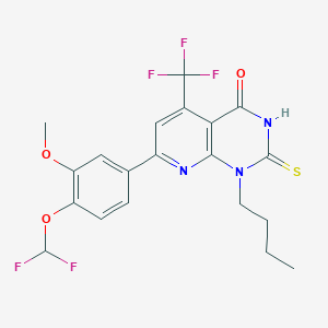 molecular formula C20H18F5N3O3S B10925940 1-butyl-7-[4-(difluoromethoxy)-3-methoxyphenyl]-2-sulfanyl-5-(trifluoromethyl)pyrido[2,3-d]pyrimidin-4(1H)-one 