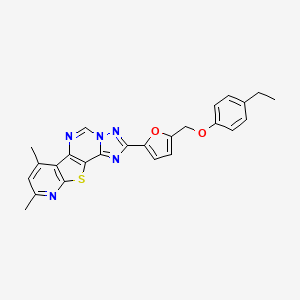 4-[5-[(4-ethylphenoxy)methyl]furan-2-yl]-11,13-dimethyl-16-thia-3,5,6,8,14-pentazatetracyclo[7.7.0.02,6.010,15]hexadeca-1(9),2,4,7,10(15),11,13-heptaene