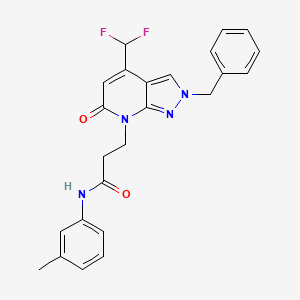 molecular formula C24H22F2N4O2 B10925951 3-[2-benzyl-4-(difluoromethyl)-6-oxo-2,6-dihydro-7H-pyrazolo[3,4-b]pyridin-7-yl]-N-(3-methylphenyl)propanamide 