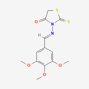 molecular formula C13H14N2O4S2 B10925985 2-thioxo-3-{[(E)-(3,4,5-trimethoxyphenyl)methylidene]amino}-1,3-thiazolidin-4-one 