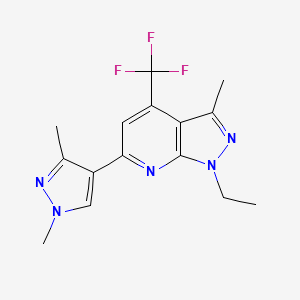 molecular formula C15H16F3N5 B10926002 6-(1,3-dimethyl-1H-pyrazol-4-yl)-1-ethyl-3-methyl-4-(trifluoromethyl)-1H-pyrazolo[3,4-b]pyridine 