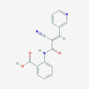 molecular formula C16H11N3O3 B10926010 2-{[(2E)-2-cyano-3-(pyridin-3-yl)prop-2-enoyl]amino}benzoic acid 