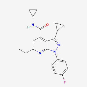 molecular formula C21H21FN4O B10926029 N,3-dicyclopropyl-6-ethyl-1-(4-fluorophenyl)-1H-pyrazolo[3,4-b]pyridine-4-carboxamide 