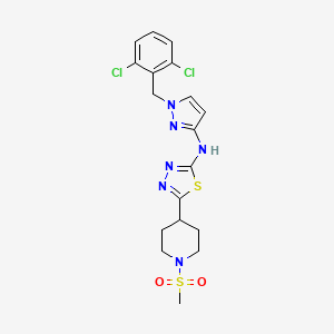 molecular formula C18H20Cl2N6O2S2 B10926035 N-[1-(2,6-dichlorobenzyl)-1H-pyrazol-3-yl]-5-[1-(methylsulfonyl)piperidin-4-yl]-1,3,4-thiadiazol-2-amine 