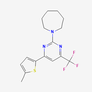 molecular formula C16H18F3N3S B10926090 1-[4-(5-Methylthiophen-2-yl)-6-(trifluoromethyl)pyrimidin-2-yl]azepane 