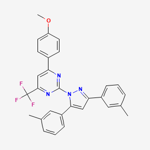 molecular formula C29H23F3N4O B10926105 2-[3,5-bis(3-methylphenyl)-1H-pyrazol-1-yl]-4-(4-methoxyphenyl)-6-(trifluoromethyl)pyrimidine 