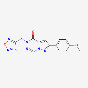 molecular formula C16H14N6O3 B10926111 2-(4-methoxyphenyl)-5-[(4-methyl-1,2,5-oxadiazol-3-yl)methyl]pyrazolo[1,5-d][1,2,4]triazin-4(5H)-one 