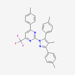 molecular formula C30H25F3N4 B10926117 2-[4-methyl-3,5-bis(4-methylphenyl)-1H-pyrazol-1-yl]-4-(4-methylphenyl)-6-(trifluoromethyl)pyrimidine 