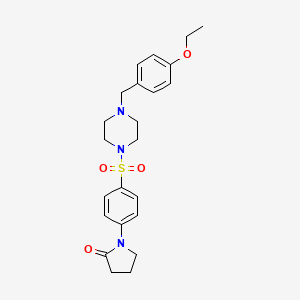 molecular formula C23H29N3O4S B10926119 1-(4-{[4-(4-Ethoxybenzyl)piperazin-1-yl]sulfonyl}phenyl)pyrrolidin-2-one 