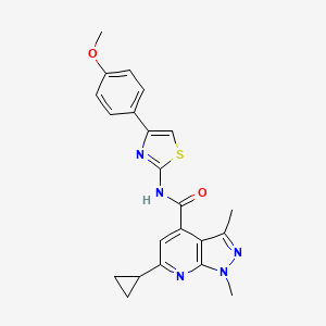 molecular formula C22H21N5O2S B10926120 6-cyclopropyl-N-[4-(4-methoxyphenyl)-1,3-thiazol-2-yl]-1,3-dimethyl-1H-pyrazolo[3,4-b]pyridine-4-carboxamide 