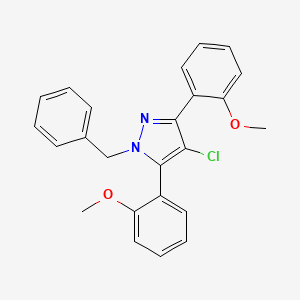 molecular formula C24H21ClN2O2 B10926136 1-benzyl-4-chloro-3,5-bis(2-methoxyphenyl)-1H-pyrazole 