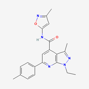 1-ethyl-3-methyl-N-(3-methyl-1,2-oxazol-5-yl)-6-(4-methylphenyl)-1H-pyrazolo[3,4-b]pyridine-4-carboxamide