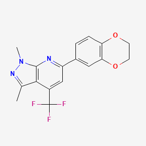 molecular formula C17H14F3N3O2 B10926202 6-(2,3-dihydro-1,4-benzodioxin-6-yl)-1,3-dimethyl-4-(trifluoromethyl)-1H-pyrazolo[3,4-b]pyridine 