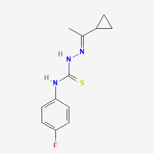 molecular formula C12H14FN3S B10926232 (2E)-2-(1-cyclopropylethylidene)-N-(4-fluorophenyl)hydrazinecarbothioamide 