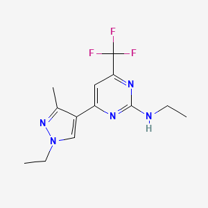 molecular formula C13H16F3N5 B10926253 N-ethyl-4-(1-ethyl-3-methyl-1H-pyrazol-4-yl)-6-(trifluoromethyl)pyrimidin-2-amine 