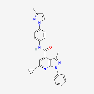 6-cyclopropyl-3-methyl-N-[4-(3-methyl-1H-pyrazol-1-yl)phenyl]-1-phenyl-1H-pyrazolo[3,4-b]pyridine-4-carboxamide