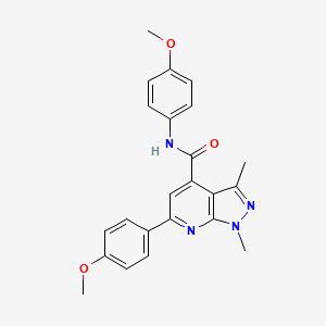 molecular formula C23H22N4O3 B10926269 N,6-bis(4-methoxyphenyl)-1,3-dimethyl-1H-pyrazolo[3,4-b]pyridine-4-carboxamide 