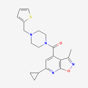 molecular formula C20H22N4O2S B10926271 (6-Cyclopropyl-3-methyl[1,2]oxazolo[5,4-b]pyridin-4-yl)[4-(thiophen-2-ylmethyl)piperazin-1-yl]methanone 