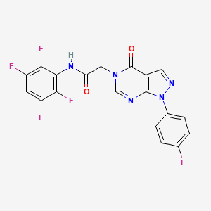 molecular formula C19H10F5N5O2 B10926312 2-[1-(4-fluorophenyl)-4-oxo-1,4-dihydro-5H-pyrazolo[3,4-d]pyrimidin-5-yl]-N-(2,3,5,6-tetrafluorophenyl)acetamide 