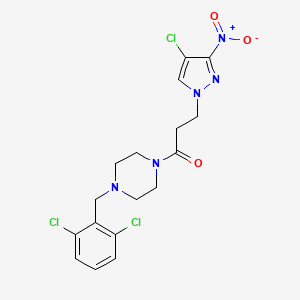 molecular formula C17H18Cl3N5O3 B10926319 3-(4-chloro-3-nitro-1H-pyrazol-1-yl)-1-[4-(2,6-dichlorobenzyl)piperazin-1-yl]propan-1-one 