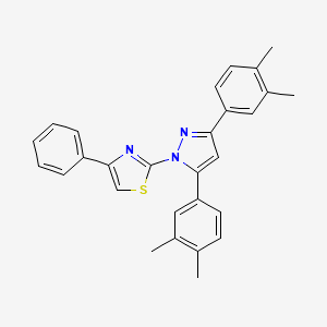 molecular formula C28H25N3S B10926326 2-[3,5-bis(3,4-dimethylphenyl)-1H-pyrazol-1-yl]-4-phenyl-1,3-thiazole 