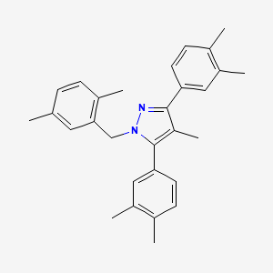 molecular formula C29H32N2 B10926341 1-(2,5-dimethylbenzyl)-3,5-bis(3,4-dimethylphenyl)-4-methyl-1H-pyrazole 