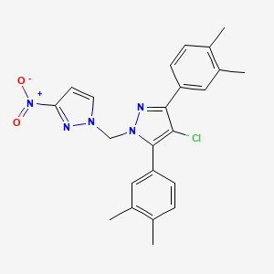 4-chloro-3,5-bis(3,4-dimethylphenyl)-1-[(3-nitro-1H-pyrazol-1-yl)methyl]-1H-pyrazole