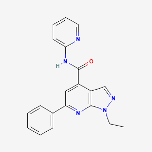 molecular formula C20H17N5O B10926378 1-Ethyl-6-phenyl-N-2-pyridinyl-1H-pyrazolo[3,4-b]pyridine-4-carboxamide CAS No. 1011398-53-0