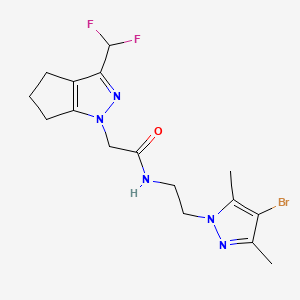 molecular formula C16H20BrF2N5O B10926379 N-[2-(4-bromo-3,5-dimethyl-1H-pyrazol-1-yl)ethyl]-2-[3-(difluoromethyl)-5,6-dihydrocyclopenta[c]pyrazol-1(4H)-yl]acetamide 