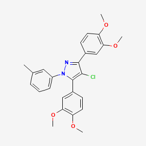 4-chloro-3,5-bis(3,4-dimethoxyphenyl)-1-(3-methylphenyl)-1H-pyrazole