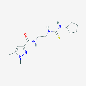 molecular formula C14H23N5OS B10926392 N-{2-[(cyclopentylcarbamothioyl)amino]ethyl}-1,5-dimethyl-1H-pyrazole-3-carboxamide 