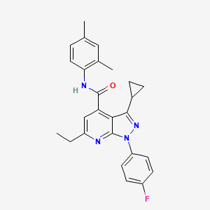 molecular formula C26H25FN4O B10926408 3-cyclopropyl-N-(2,4-dimethylphenyl)-6-ethyl-1-(4-fluorophenyl)-1H-pyrazolo[3,4-b]pyridine-4-carboxamide 