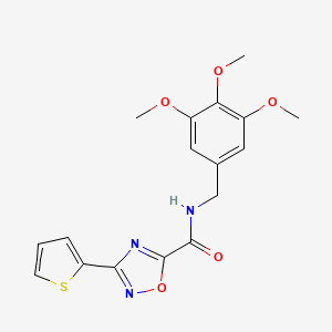 molecular formula C17H17N3O5S B10926440 3-(thiophen-2-yl)-N-(3,4,5-trimethoxybenzyl)-1,2,4-oxadiazole-5-carboxamide 